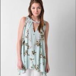 Free People Sleeveless Tree Swing Tunic light blue